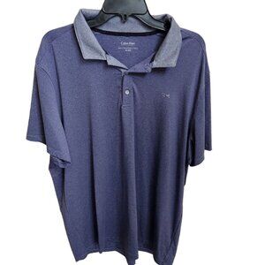 Calvin Klein Polo Shirt XL‎ Mens Purple Short Sleeve Striped Performace Golf